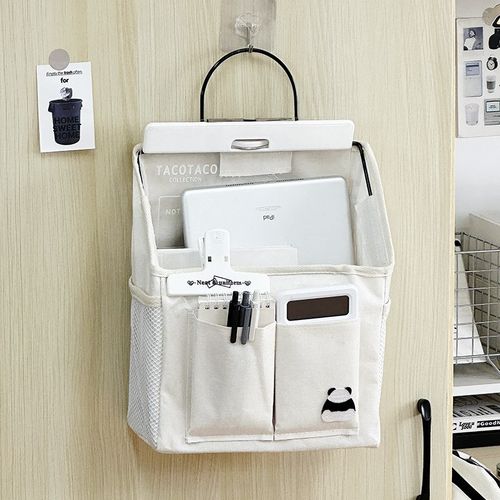 宿舍收纳袋挂袋书桌学生多层帆布粘钩悬挂式挂墙置物袋布艺挂篮