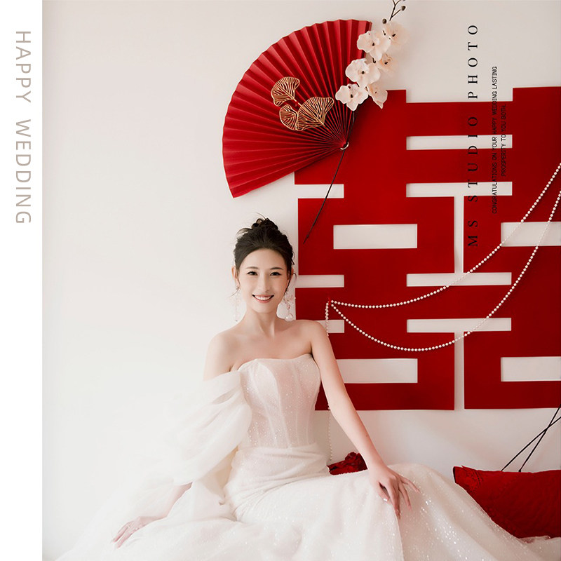 婚房布置套装客厅装饰结婚男方女方新房卧室喜字贴简约酒店背景墙