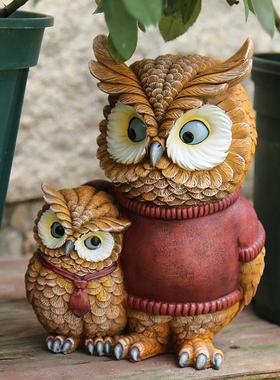 园林景观雕塑别墅庭院装饰品花园摆件仿真动物猫头鹰狐狸室内摆设