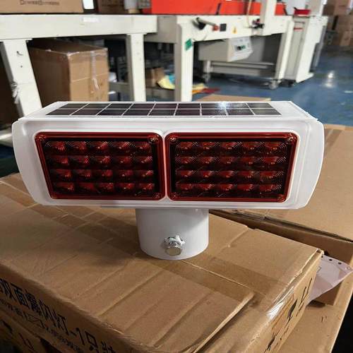 太阳能爆闪灯两组双面全黄频闪灯出口款LED路口用警示灯交通设施