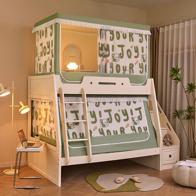 高低床遮挡帘子母床蚊帐遮光儿童上下铺一体式上铺双层床帐篷下铺