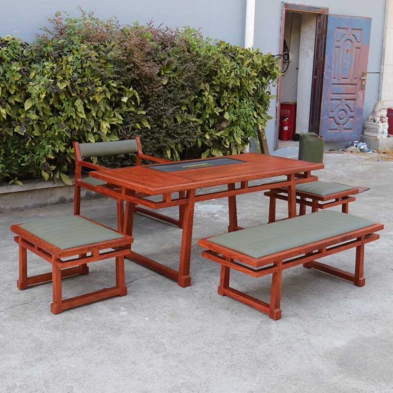 大果紫檀木茶桌椅组合茶几实木中式茶台家用客厅红木家具厂家直销