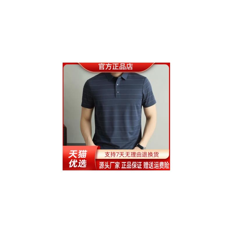 锋界服饰男士夏季翻领商务POLO衫高级感透气半袖条纹T恤短袖上衣