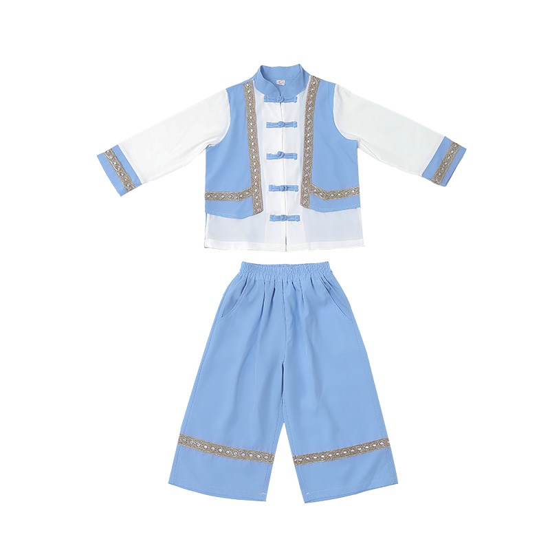 儿童汉服少数民族服装三月三苗族壮族演出服维吾尔族哈萨克表演服