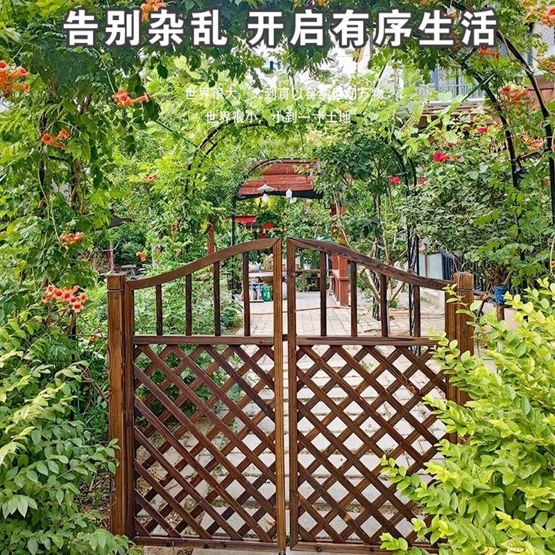 院子木苔栅栏门户外防腐木门园艺双开篱笆门菜园院子门木围栏花园