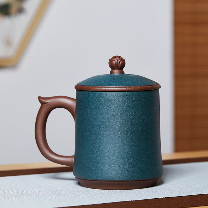 尊壶宜兴纳福紫砂杯静观泡茶杯大容量带盖水杯子陶瓷办公家用茶具