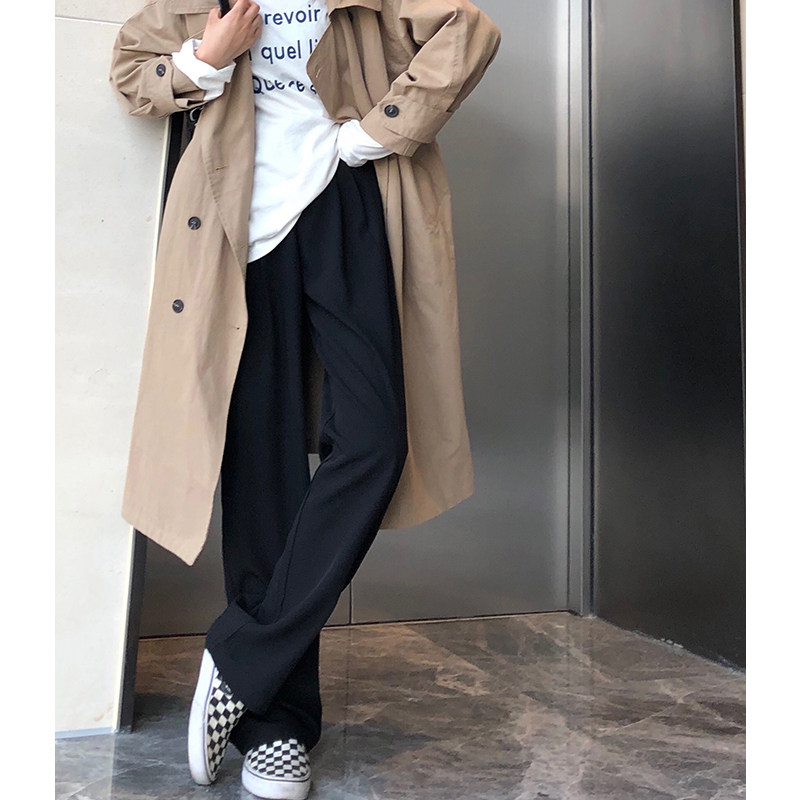 春夏季薄款休闲阔腿裤女百搭高腰宽松垂坠感拖地西装裤直筒长裤子