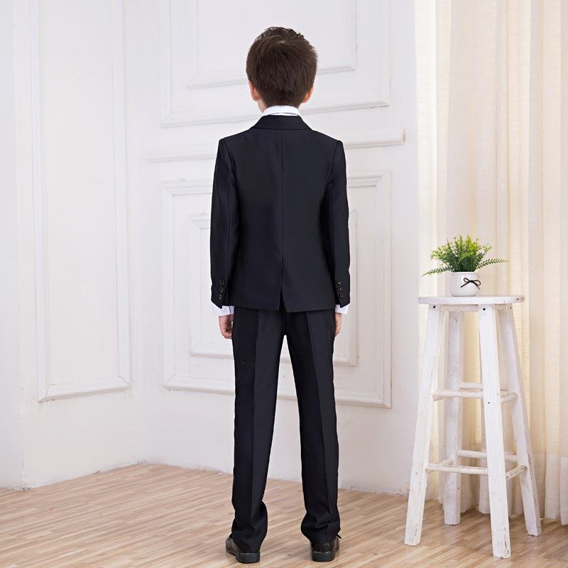 儿童西装套装男童主持人礼服钢琴演出服男孩花童西服外套黑色英伦