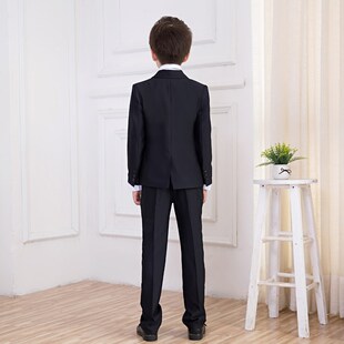 儿童西装套装男童主持人礼服钢琴演出服男孩花童西服外套黑色英伦