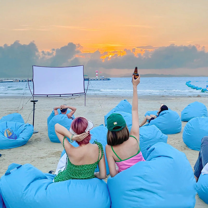 海边沙滩草地泳池户外可定制双层防水水滴懒人沙发豆袋表情城市