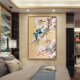 书房走廊过道挂画 饰画竖版 新中式 工笔花鸟玄关油画沙发背景墙装