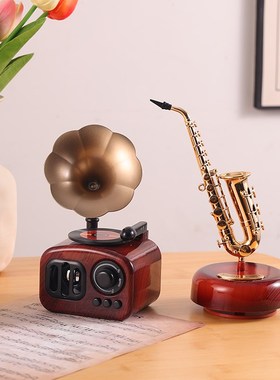 复古留声机摆件音乐盒八音盒创意家居客厅玄关桌面装饰品拍照道具