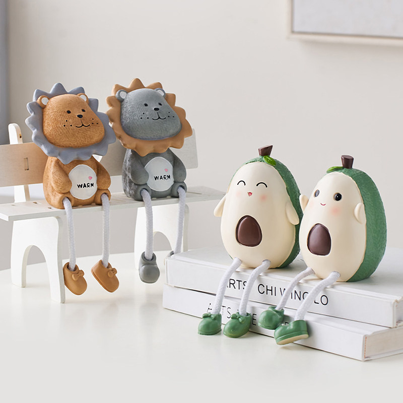 创意可爱情侣吊脚娃娃摆件客厅家居装饰卡通电视柜置物架桌面玩偶