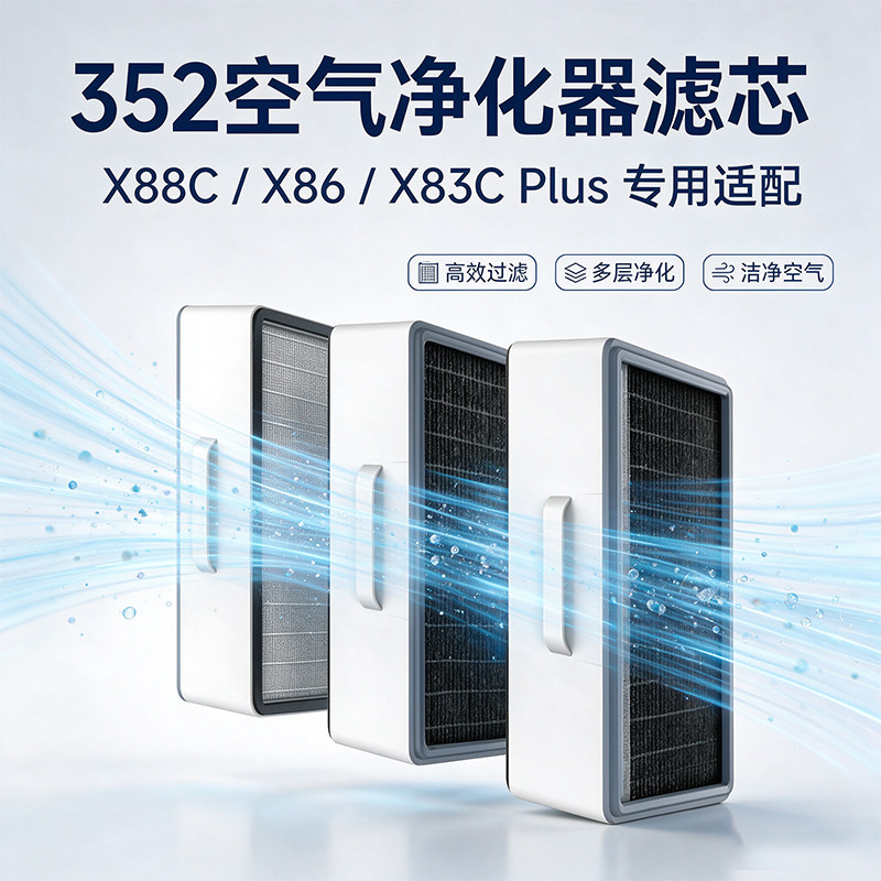 适配352空气净化器滤芯X88C/X86/X83C Plus专用高效过滤多层净化图片