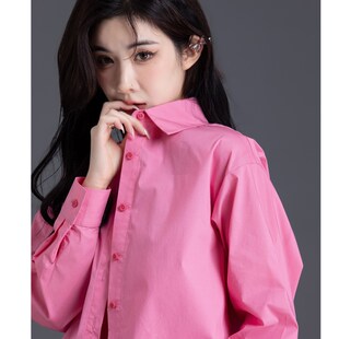 粉红色衬衣女2024年新款夏季薄款小衫设计感宽松外套上衣女士衬衫