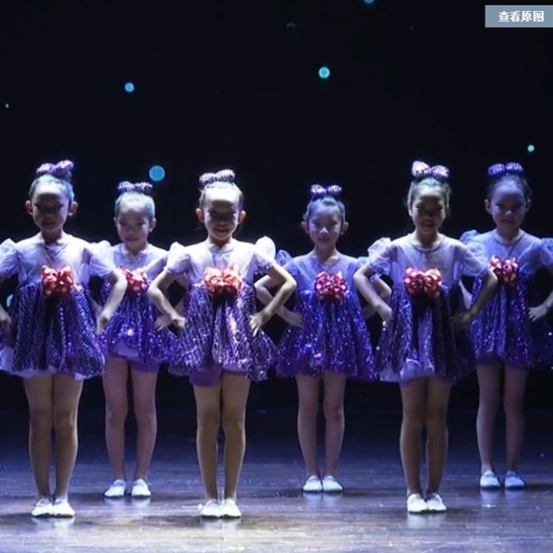 儿童我不上你的当舞蹈服幼儿紫色蓬蓬裙演出服女童亮片六一表演服