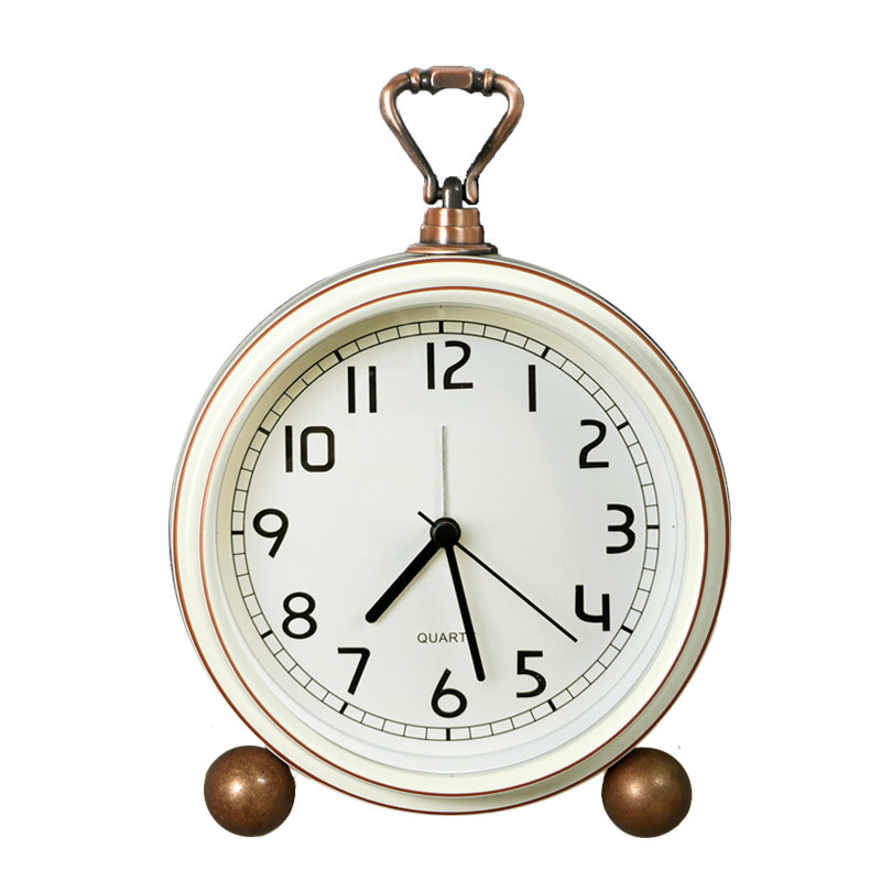 复古金属小闹钟床头座钟时钟表静音 欧式美式装饰清晰简约5.5英寸