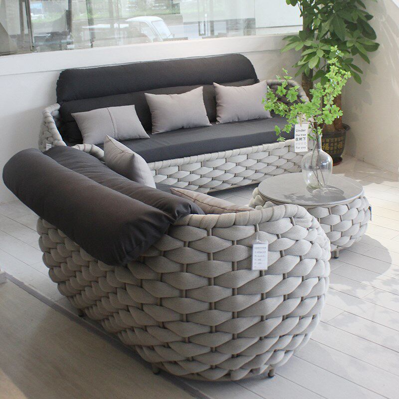 简约沙发户外室外庭院阳台家具休闲藤编防水防晒藤椅铝合金双人位