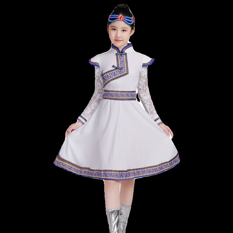 六一蒙古族儿童演出服装女少数民族鄂伦春族筷子舞台表演装男合唱