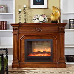 美式全实木壁炉装饰柜别墅客厅家具欧式电子壁炉假火取暖器背景墙