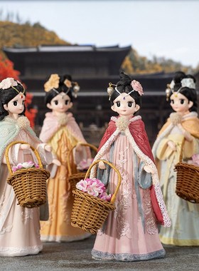 创意可爱古风提篮少女汉服宫廷摆件家居装饰工艺品学生生日礼物