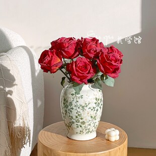 复古怀旧冰裂陶瓷插花瓶水培山归来装饰摆件客厅创意高级感田园风