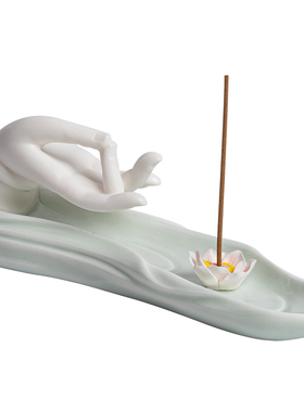 中式佛手线香插沉香檀香陶瓷禅意香薰炉香托香道香器茶桌茶台摆件