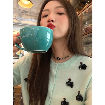 落落狷介内搭上衣女秋冬2024年新款绵羊毛针织衫长袖薄荷绿小个子