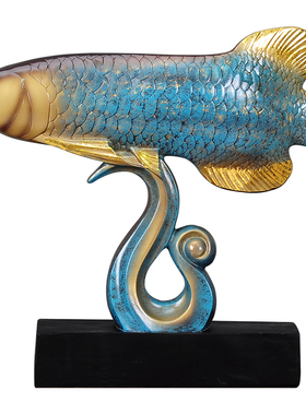 招财金龙鱼装饰摆件乔迁开业结婚礼物 客厅电视柜酒柜家居装饰品