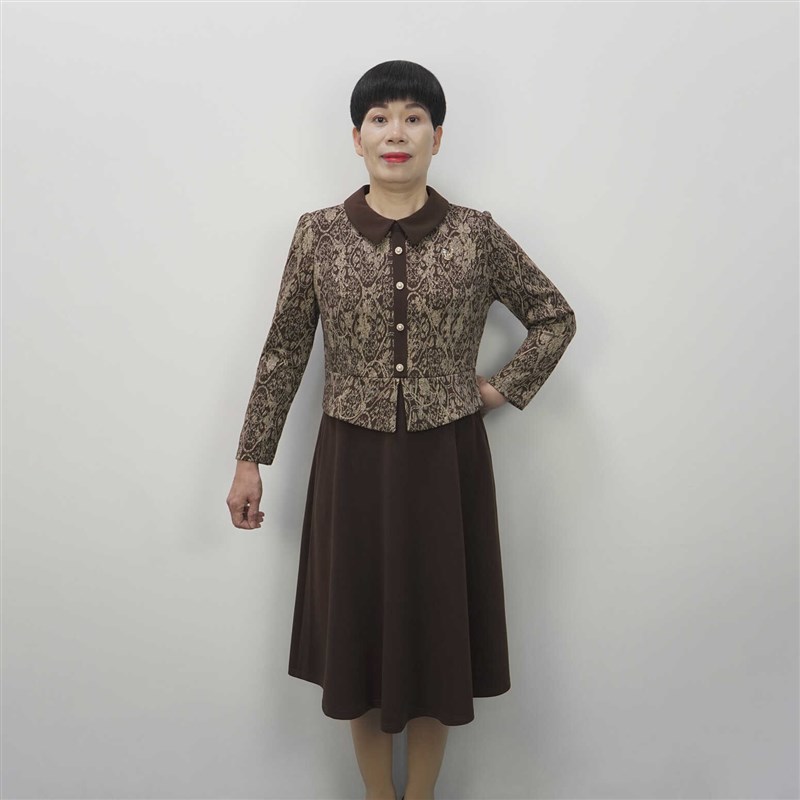 中年妈妈秋装连衣裙套装假两件50岁女装长袖裙子时尚舒适2024新款