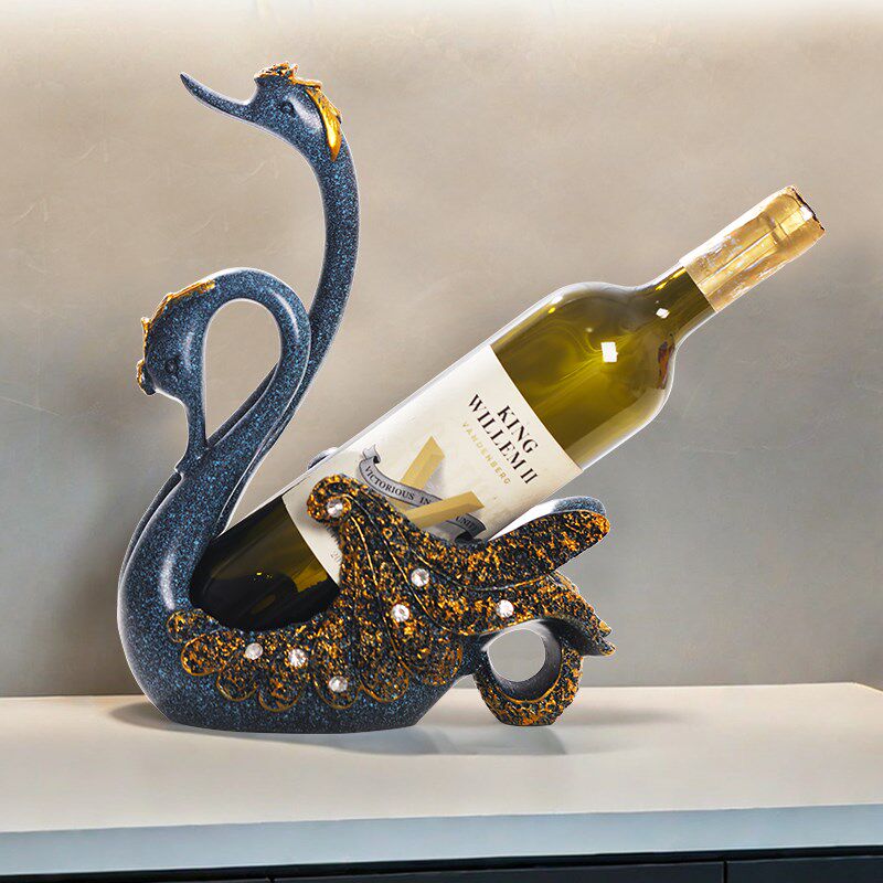 轻奢高级感天鹅酒架摆件家居客厅酒柜电视柜艺术装饰品红酒酒托