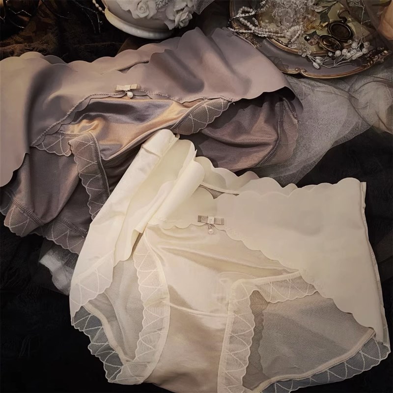 性感缎面蕾丝内裤女中腰收腹纯棉裆无痕舒适裸感冬季新款三角裤女