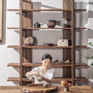 茶架置物架多宝阁展示架茶叶柜茶具收纳客厅书架 博古架实木新中式
