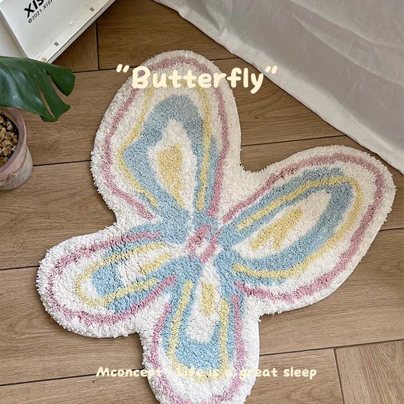蝴蝶地毯地垫卧室床边客厅沙发房间氛围高级感2025新款防滑,居家布艺,床边毯,淘宝优惠券,粉丝福利购,淘宝优惠卷