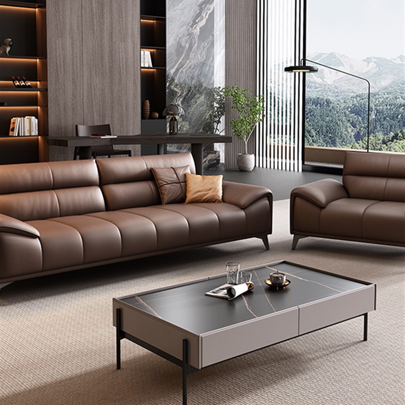 现代办公沙发咖啡桌意大利极简商务接待谈判沙发三人座