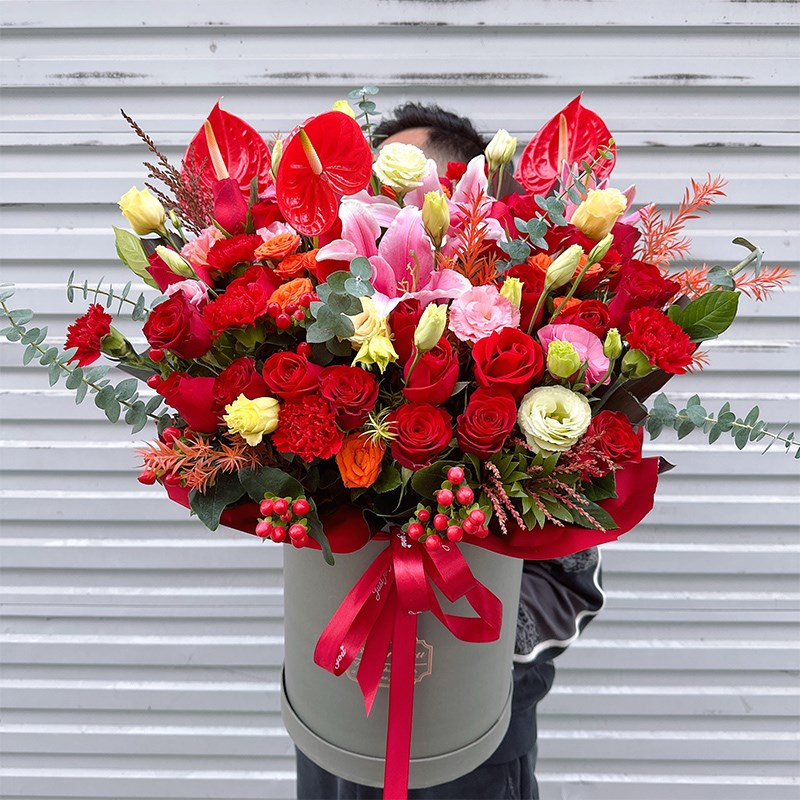 母亲节鲜花速递北京同城配送生日花束乔迁送花抱抱桶混搭玫瑰花篮