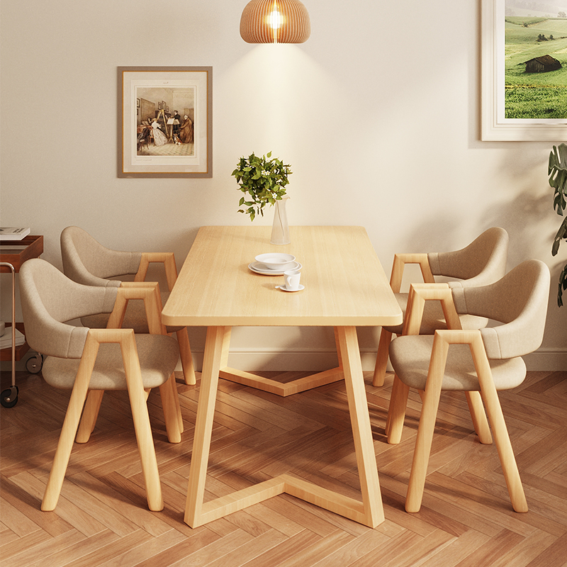 家用小户型餐桌椅奶茶店咖啡厅洽谈室长方形饭桌一桌四椅