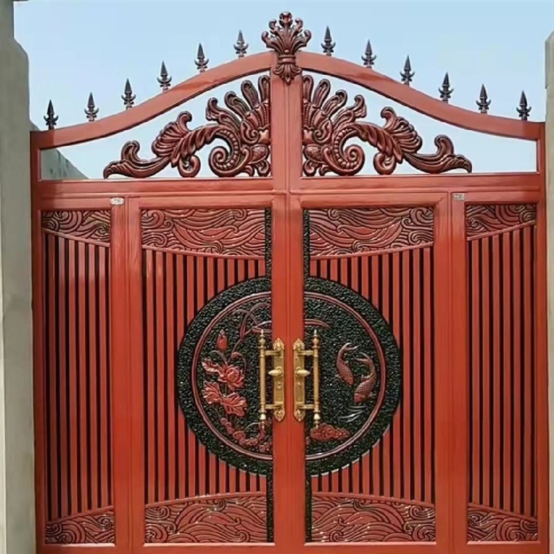 乡村自建房庭院烤漆大门农村双开进户大门别墅双扇入户门新款定做