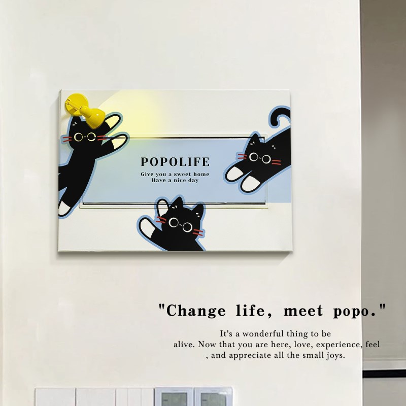 卡通小猫电表箱装饰画2025年新款墙壁遮丑贴纸电闸箱创意遮挡贴画图片
