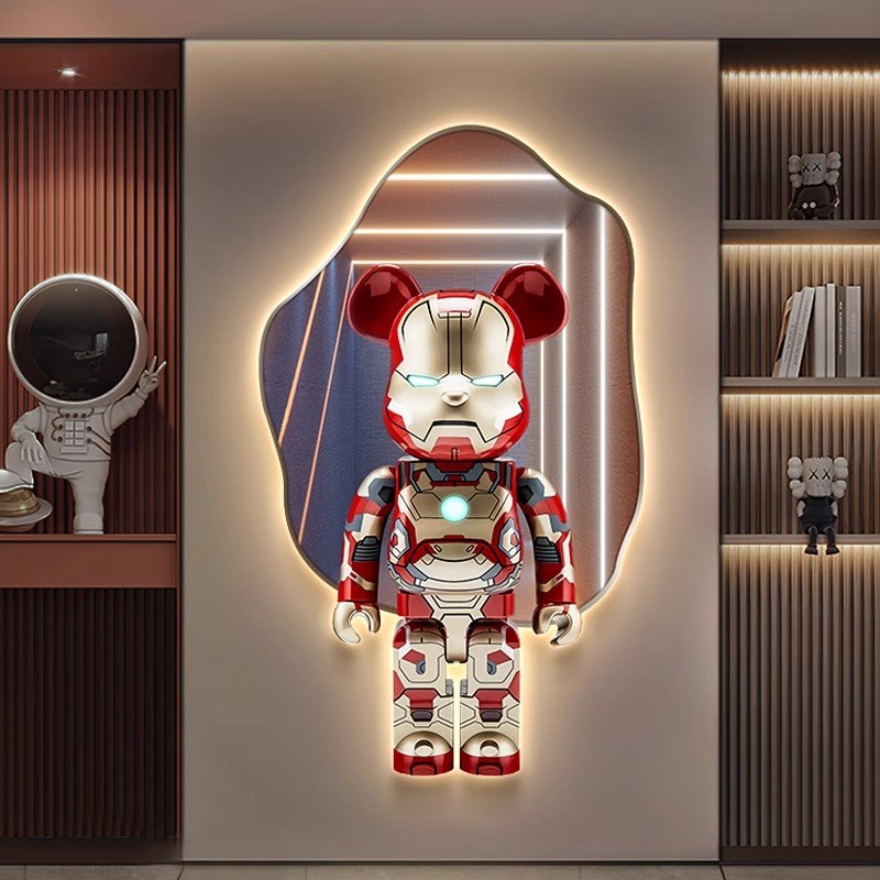 氛围灯玄关暴力熊装饰画潮流LED灯光画入户进门客厅挂画餐厅壁灯