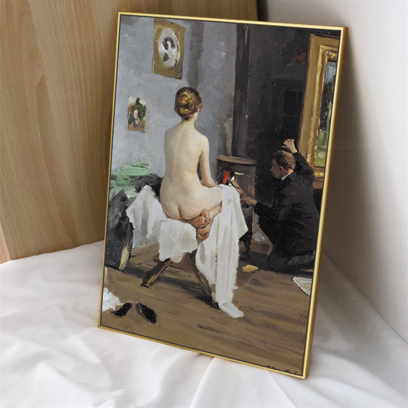 冬季画室 Jni Rozentl 拉脱维亚 装饰画苏俄艺术电表箱遮挡画