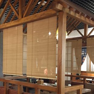 隔断屏风帘升降手拉 定做印花竹帘窗帘卷帘阳台遮光家用竹门帘日式