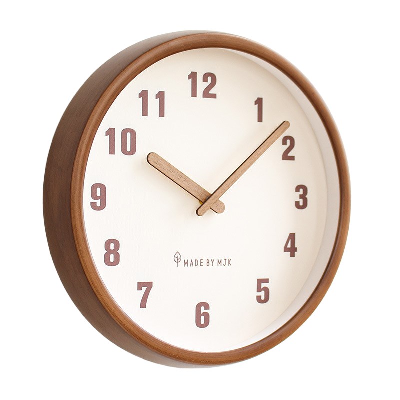 新款复古实木挂钟家用客厅卧室挂墙时钟创意极简钟表静音数字挂表