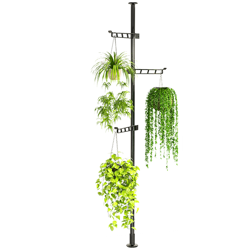 顶天立地式悬挂鸟笼架阳台窗台室内吊兰绿萝伸缩挂式花篮花盆架子
