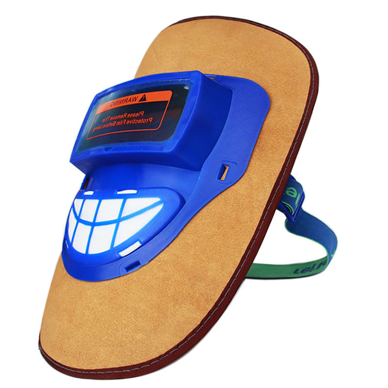 自动变光牛皮电焊面罩轻便透气带安全帽全脸防护氩弧焊面罩