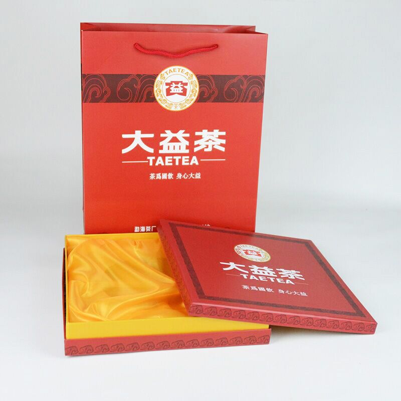 大益普洱茶礼品盒7g茶饼精美包装红色生熟饼通用空礼盒配手挽袋