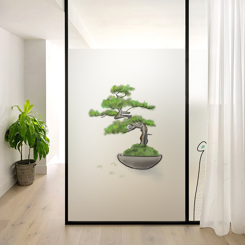 静电免胶玻璃纸透光移门阳台户防窥禅磨砂膜