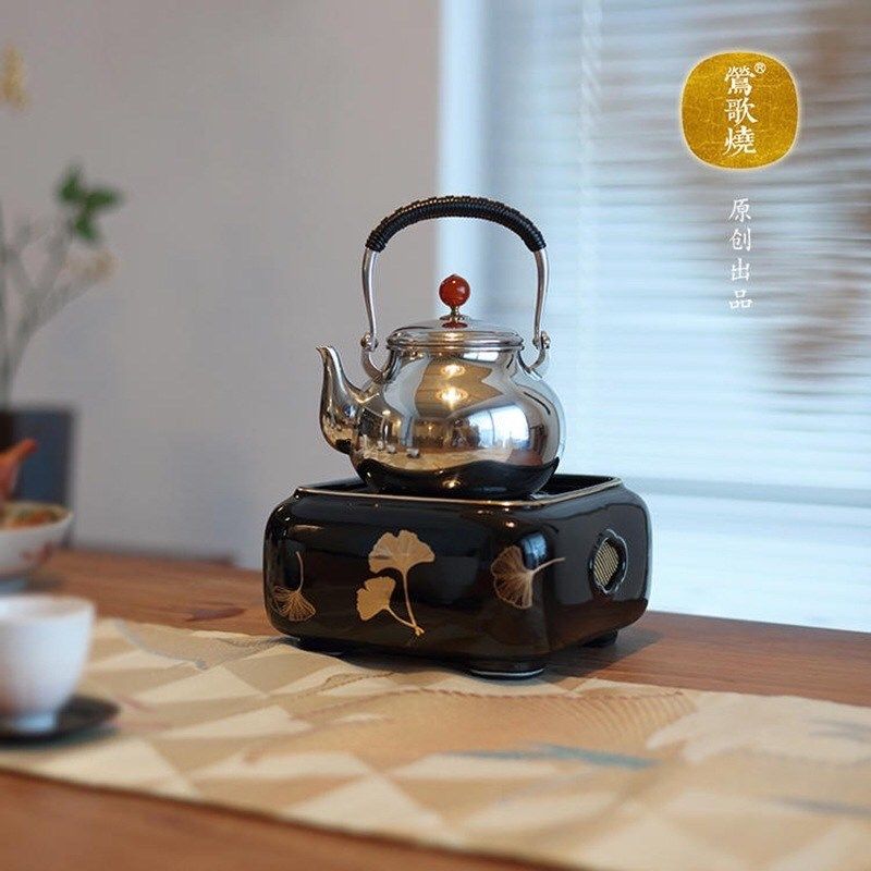 莺歌烧四方银杏电陶炉家用智能煮茶器小电茶炉静音电热烧水炉新款