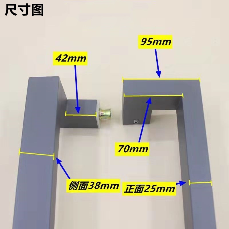 加厚玻璃门拉手方管弯无指纹不锈钢黑钛玫瑰咖啡色有框木门把手