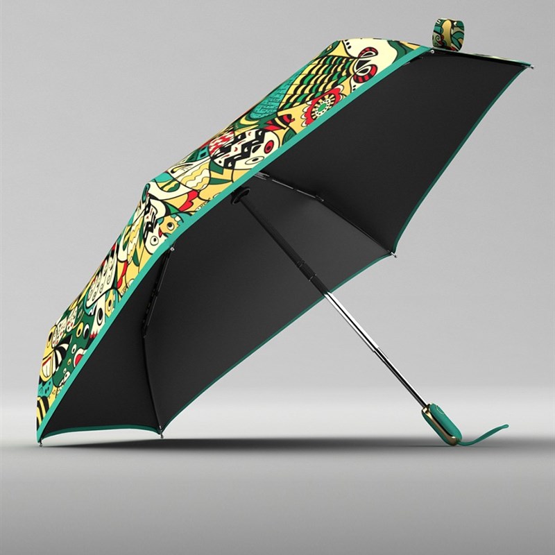 高品质黑胶防紫外线太阳伞UV可爱卡通涂鸦中学生雨伞全自动开收伞